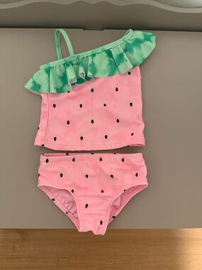 jumping beans Pink and Green Ruffle Tankini